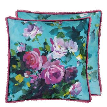 CCDG1457, Bouquet De Roses, Turquoise, Designers Guild