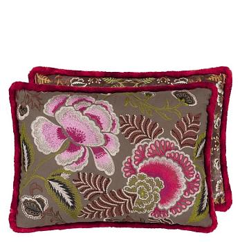 CCDG1469, Rose De Damas Embroidered, Cranberry, Designers Guild